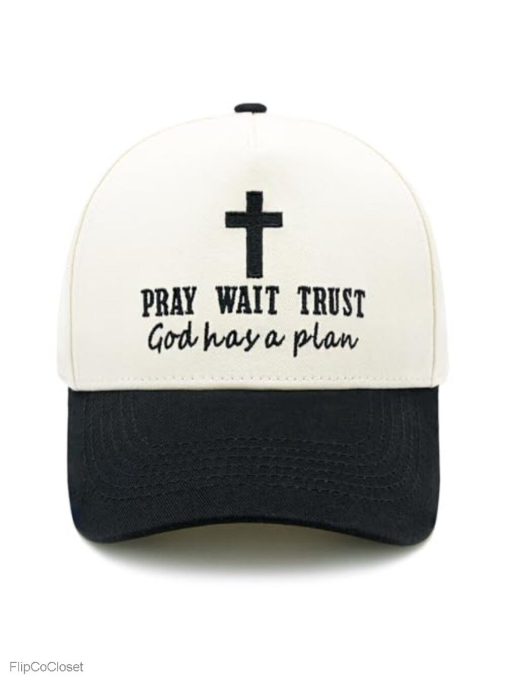 Christian Faith Baseball Cap - Embroidered Pray Wait Trust God Has a Plan,